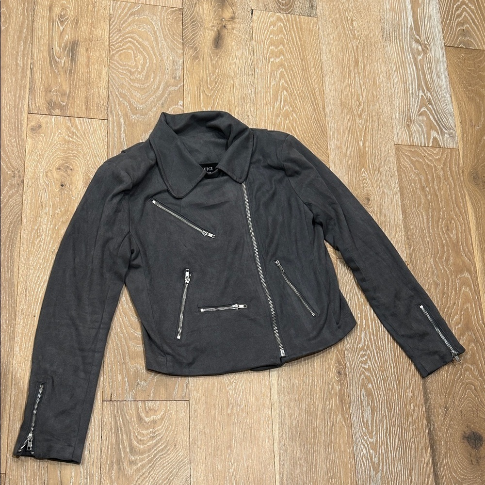 VICI Faux Suede Gray Moto Jacket - Picture 2 of 11